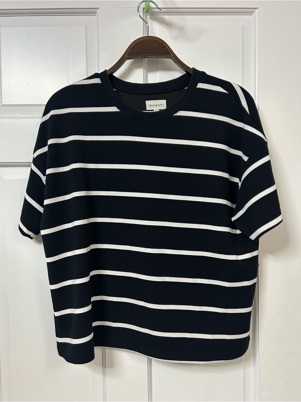 Thread & Supply Black and White Striped Short Sleeve Tee